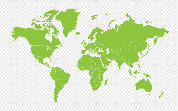 Vibrant green world map illustration for global business expansion and environmental projects, perfect for presentations and marketing materials