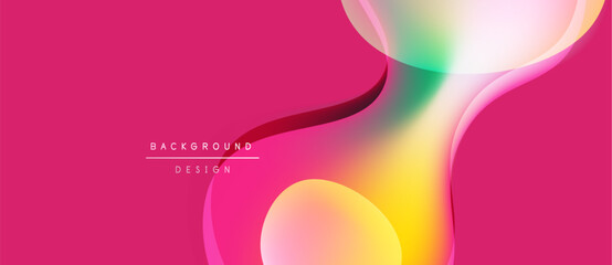 Naklejka premium Abstract pink background. Fluid shapes overlap, creating dynamic visual effect. Modern design elements present. Bright colors blend seamlessly.