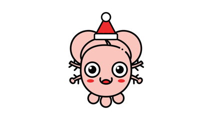 Festive Axolotl Cartoon Character with Santa Hat for Holiday Cheer
