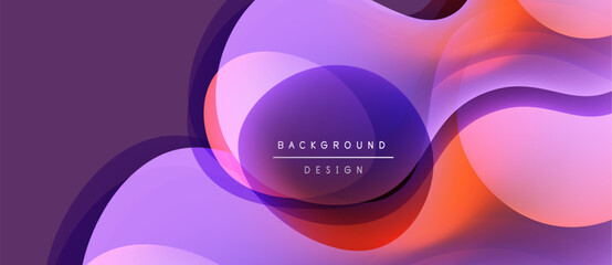 Abstract fluid shapes, purple hues dominate. Gradient colors blend, creating dynamic visual effect. Modern design elements present.