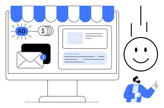 Digital marketing concept. Digital marketing tools for online advertising, email campaigns, and e-commerce. Digital marketing helps businesses boost engagement and grow online presence. Perfect