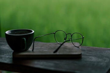 Coffee cup and glasses