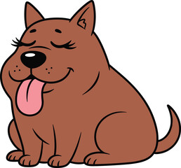Happy cartoon dog sitting pose, brown puppy illustration, smiling pet character, playful vector art, cute animal design, cheerful expression