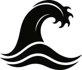 Black water wave silhouette on white background