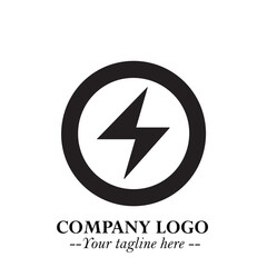 Sleek Electrical Logo Symbol on a Clean White Background for Modern Branding Design Elements Art