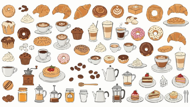 A delightful assortment of pastries, coffee, and breakfast items arranged together nicely here folks