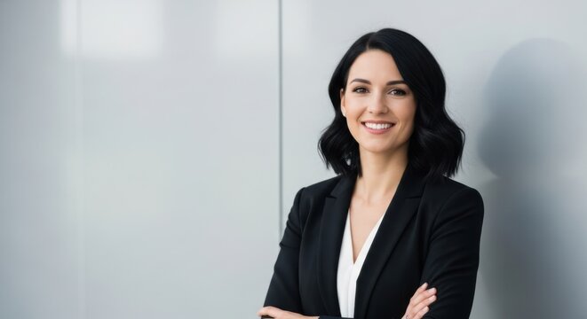 Confident professional woman smiling looking at camera
