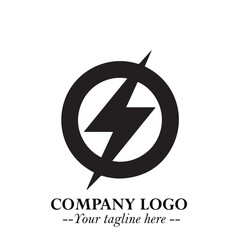 Sleek Electrical Logo Symbol on a Clean White Background for Modern Branding Design Elements Art