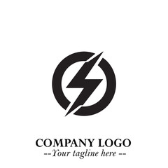 Sleek Electrical Logo Symbol on a Clean White Background for Modern Branding Design Elements Art