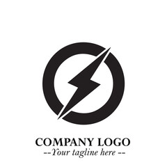 Sleek Electrical Logo Symbol on a Clean White Background for Modern Branding Design Elements Art