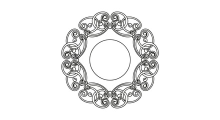 Intricate circular Celtic knot design with a central empty circle on a white background.
