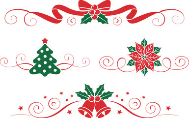 Christmas Decoration Swirls, Festive Holiday Borders, Christmas Ornament Swirls Design