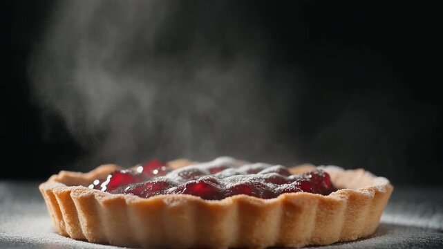 Cherry pie steaming on table homemade dessert warm and inviting high quality professional