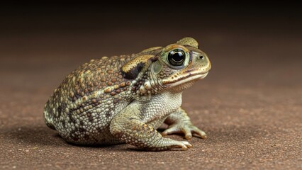 Fototapeta premium A toad with a brown and white pattern on a brown surface.