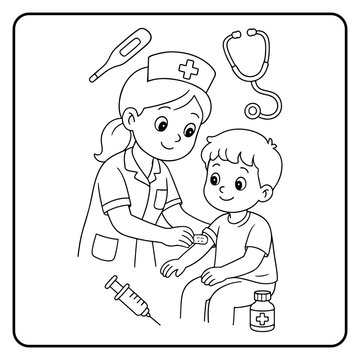 Nurse Cute profession Children coloring page