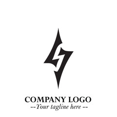 Sleek Electrical Logo Symbol on a Clean White Background for Modern Branding Design Elements Art