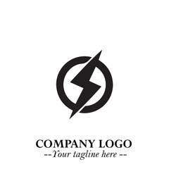 Sleek Electrical Logo Symbol on a Clean White Background for Modern Branding Design Elements Art