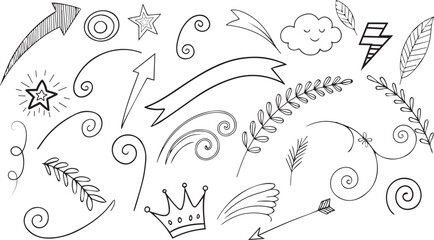 Abstract hand drawn floral vector with decorative leaves and ornamental patterns