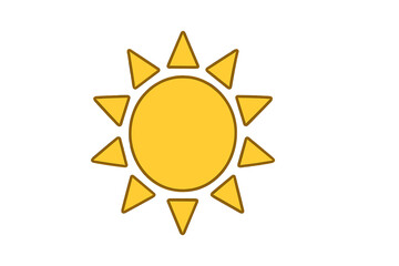 Stylized yellow sun symbol with brown outline and triangular rays on white