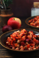 A bowl with traditional Rosolli salad, Finnish cuisine	