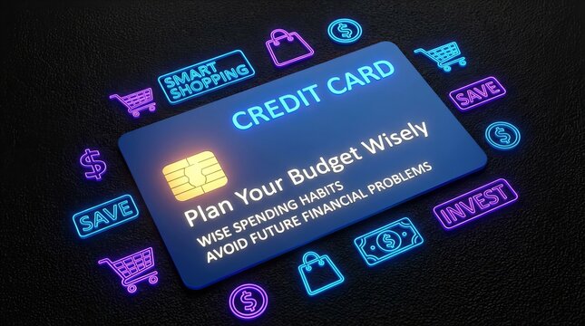 Credit card concept, focusing on wise spending habits and avoiding future financial problems. Suitable for marketing or business purposes