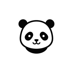 Panda face A black and white cartoon icon