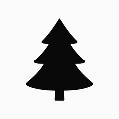 Obraz premium Black Pine Tree Silhouette – Minimalist Evergreen Icon for Nature, Forest, and Holiday Themes
