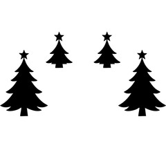 Obraz premium Festive Forest Silhouette: Festive silhouettes of evergreen trees adorn the scene, each crowned with a radiant star, casting a magical aura of the holiday season.