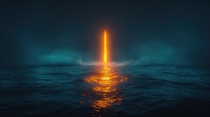 Obraz premium Fiery pillar over dark sea