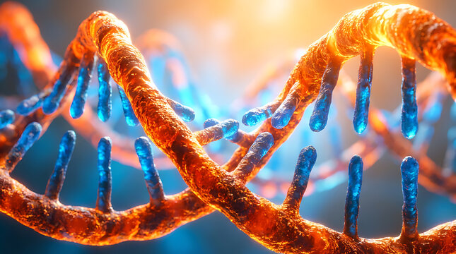 DNA Double Helix Structure Detailed Scientific Representation Macro View