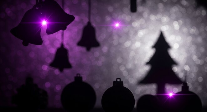 Purple Christmas Silhouette Bells Background