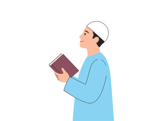 A reader holds and reads an engaging book, immersed in literature and eager to learn, while a joyful woman enjoys fiction in a flat vector illustration set against a white background