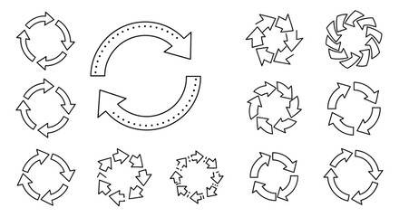 Set of Circular Arrows Cycle Vector Illustration, Recycling Concept and Reloading Signs