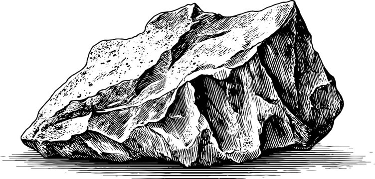 Rugged granite boulder engraving &ndash; vintage decorative element for design