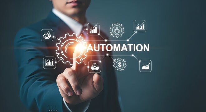 Modern business professional automating processes with digital transformation tools