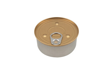 Aluminium can with opener isolated on white background. Aluminium can background. Aluminium beverage cans. Drink or food can. Metal containers for packaging