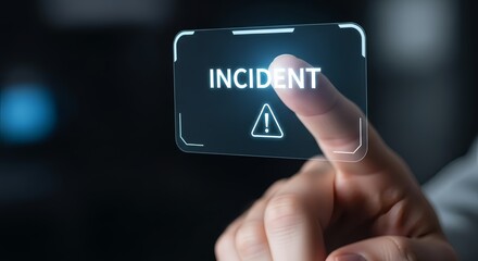 Report an incident now with modern digital interface and glowing alert symbol