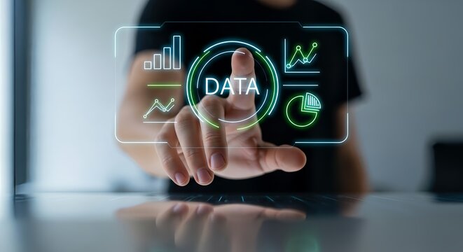 Analyze data with interactive dashboard on modern digital screen for business insights - Powered by Adobe