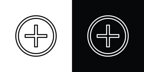 Obraz premium Plus icons symbols. Collection of simple black icons