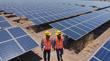 Solar Farm Inspection: Engineers Assessing Renewable Energy Infrastructure