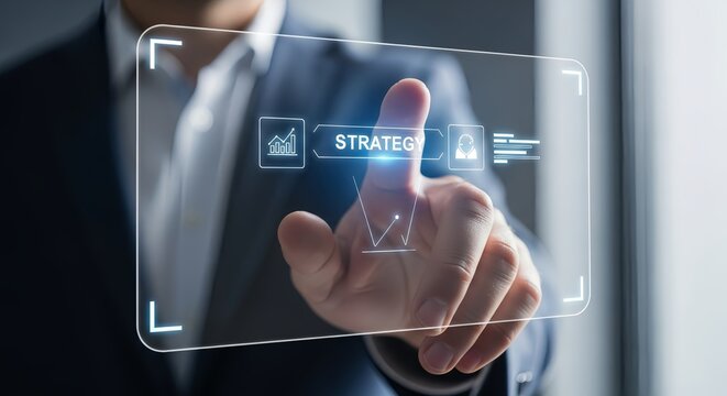 Digital business strategy with innovative technology interface offers modern solutions