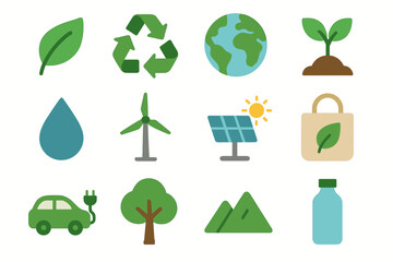 Car eco leaf electric collection solar vector symbol reusable icon panel tree