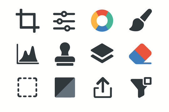 Button filter photo vector preview stamp crop icons icon layer editing tool