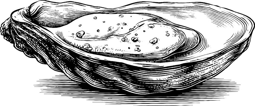 Vintage engraved illustration of a shallow abalone shell design for decorative purposes