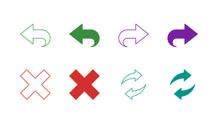 Flat Colored Navigation Control Icon Set in Outline and Solid Style for App and Web User Interface