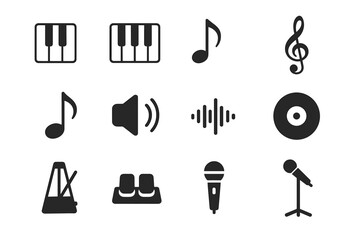 Obraz premium Piano icon speaker clef vector sound rhythm minimalist wave key music keyboard