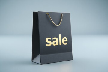 A retail and purchase concept is represented by a black shopping bag isolated on a white background