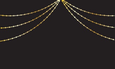 Festive glowing string lights vector. Warm white decorative string lights hanging across a backdrop, perfect for celebration graphics, event invitations, and holiday designs.
