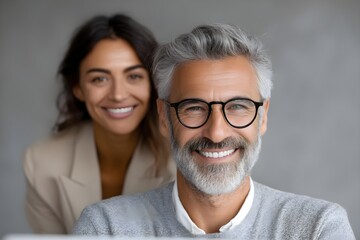 computer learning lesson with manager, learning, occupation, marketing, thinking, mature, hispanic