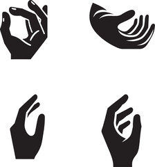Obraz premium Hand Gesture Silhouettes – Artistic Black Line Illustrations of Expressive Palm and Finger Poses for Design Use